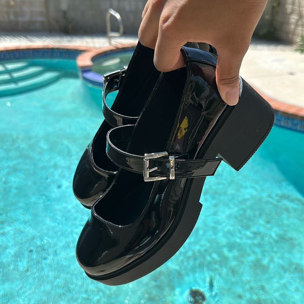 Faux Leather Mary Jane Platforms